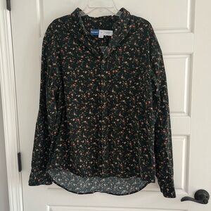 Old Navy Ditsy Floral Cottagecore Corduroy Everyday Shirt Womens XL Button Down